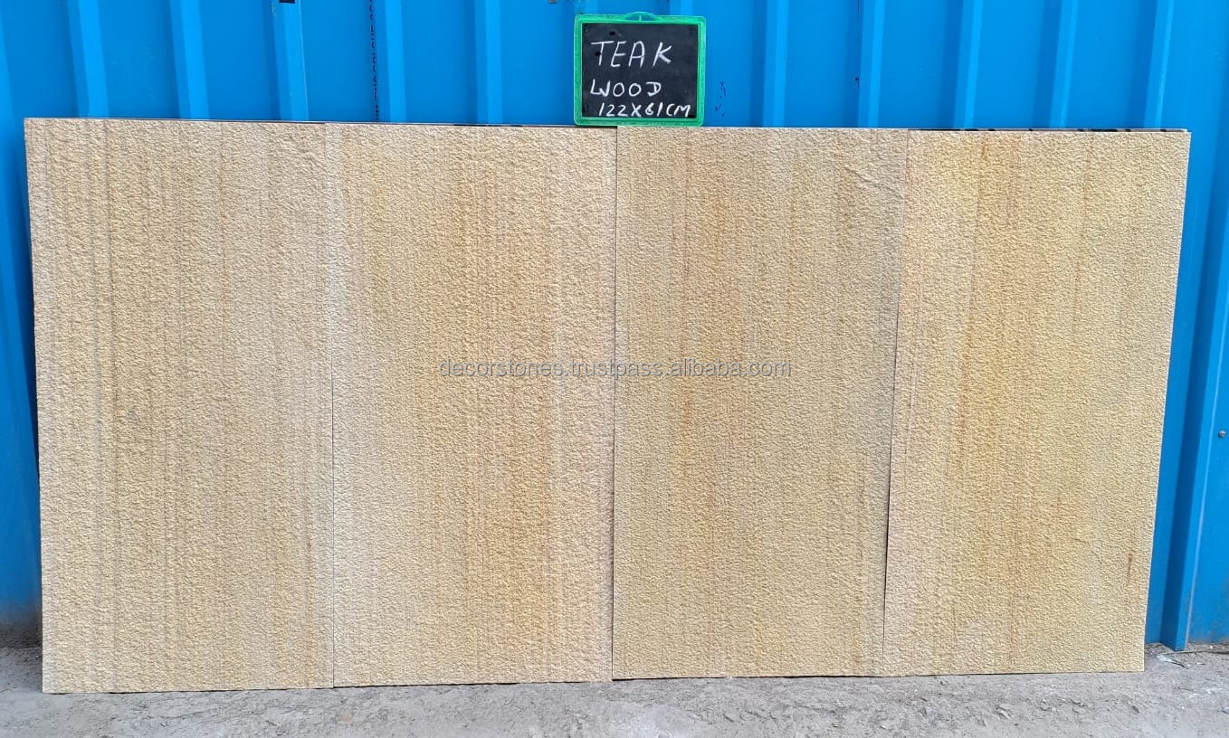 Real Stone Flexible 2 mm Thin Indian Teakwood Sandstone Veneer Sheets Indoor Outdoor Decorative Wall Cladding Hot Sale