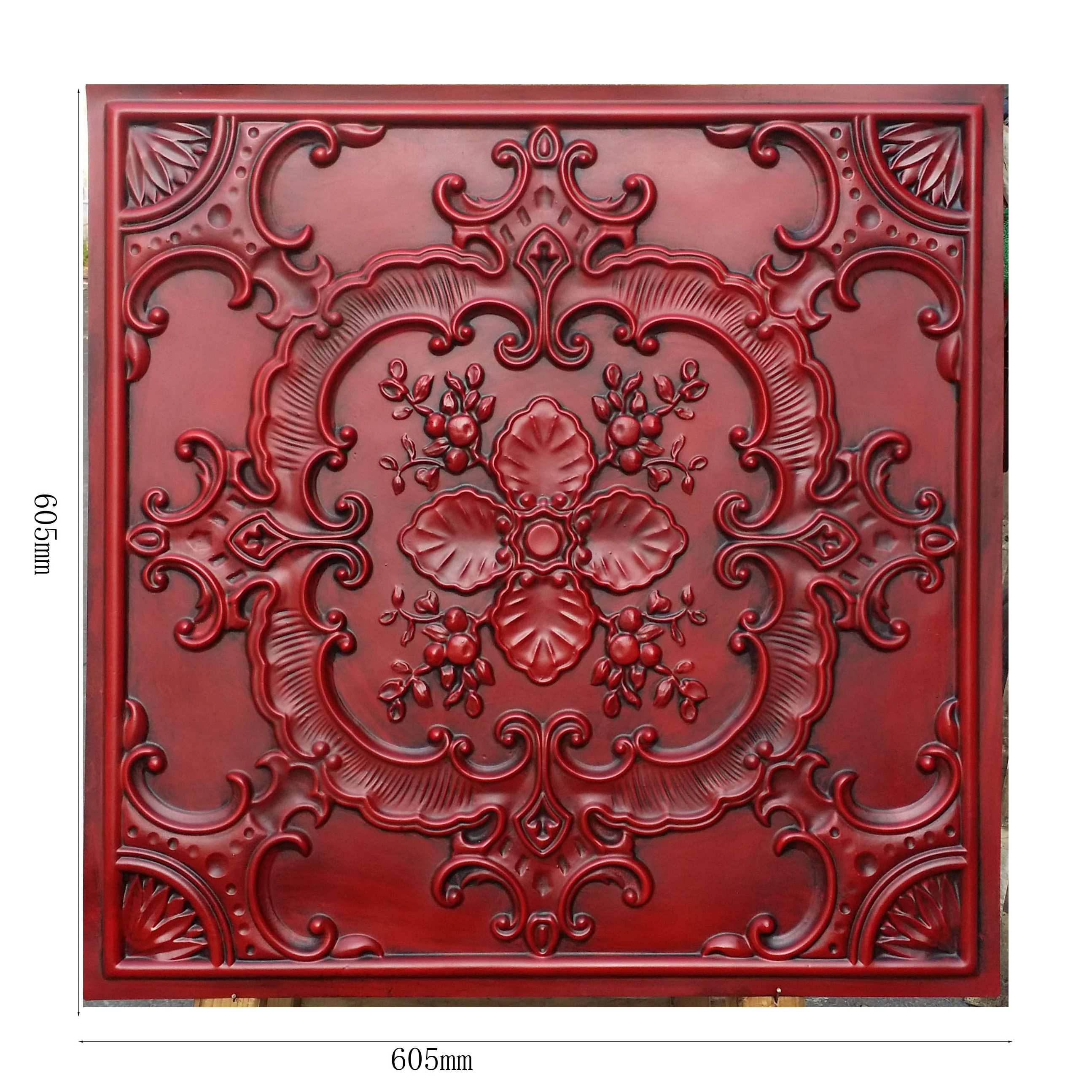 PL19 Faux tin Art Deco style 3D antiques red ceiling tiles drop ceiling tiles and peel and stick ceiling tiles