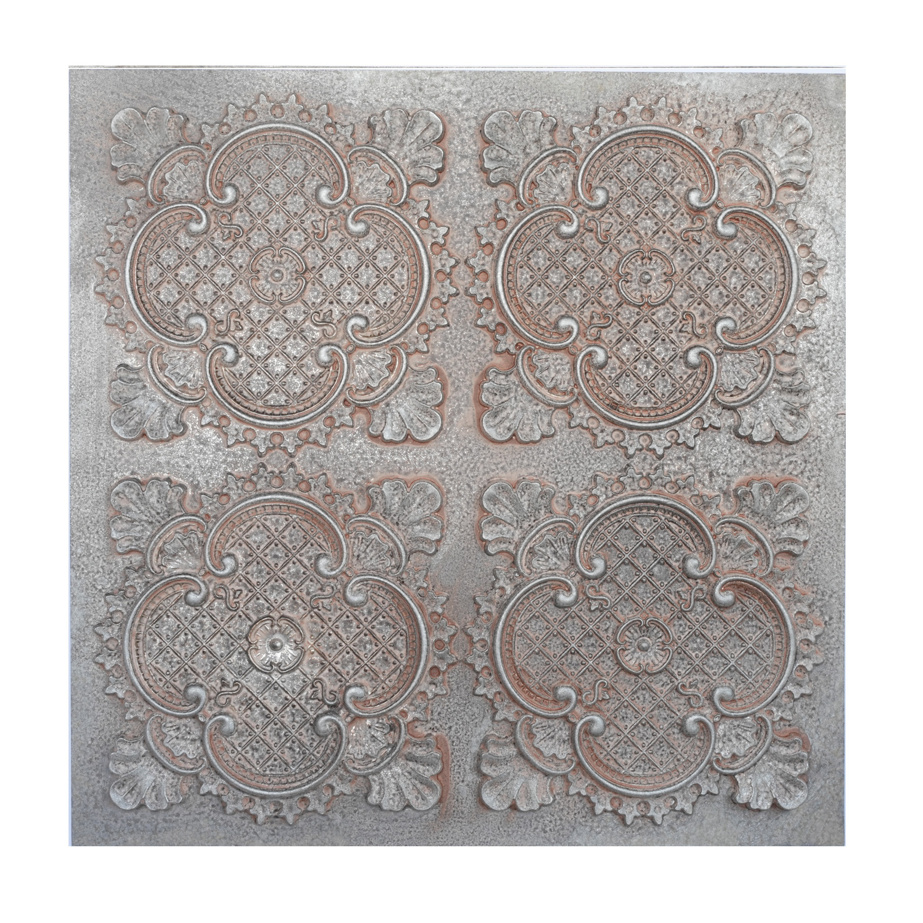 Faux Tin Ceiling Tiles glue up Drop in Ceiling Panels Decorative tin wall tile for Public house PL80 Weathered Iron