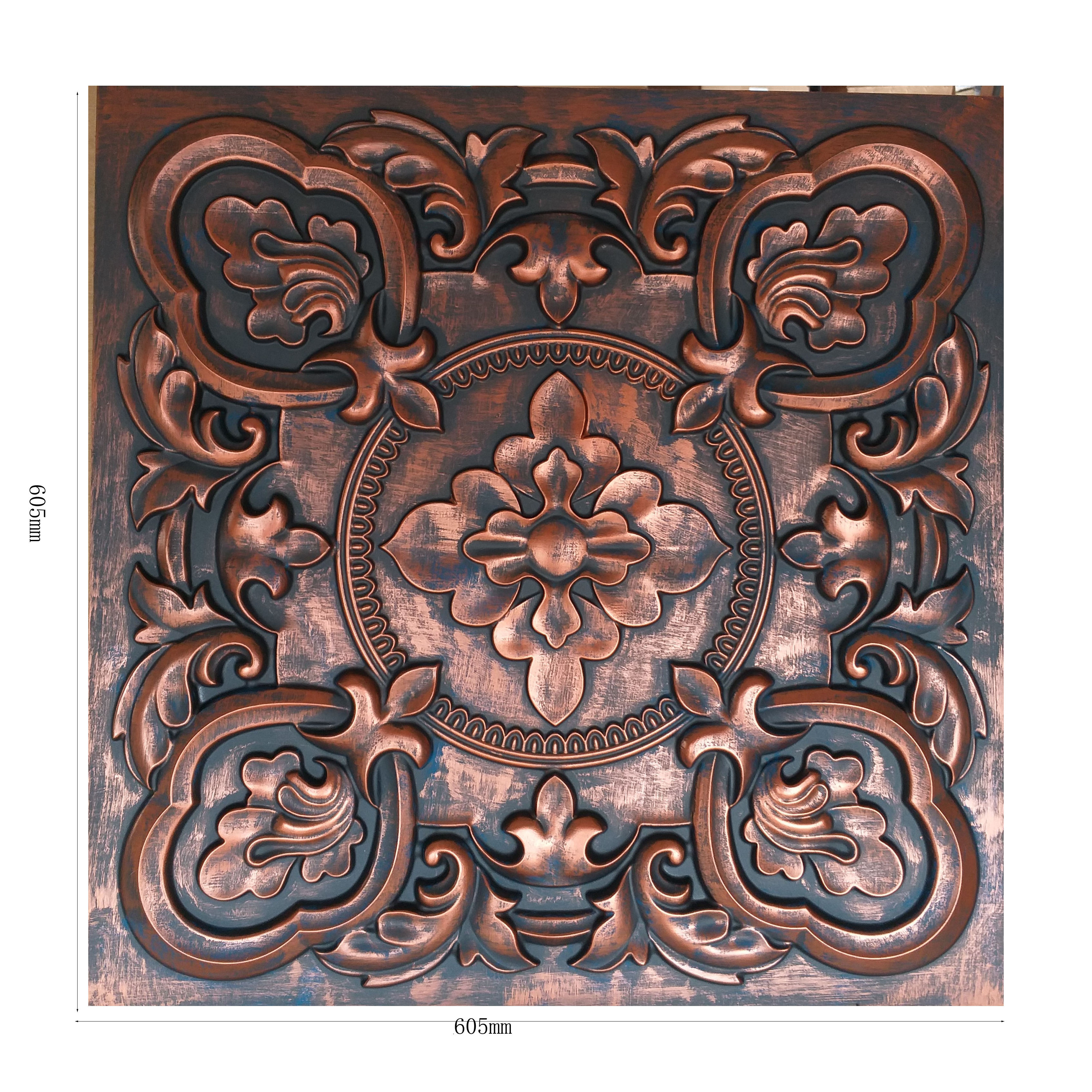 Tin ceiling tile Rust copper color PL30 pvc gypsum ceiling tiles polystyrene ceiling tiles