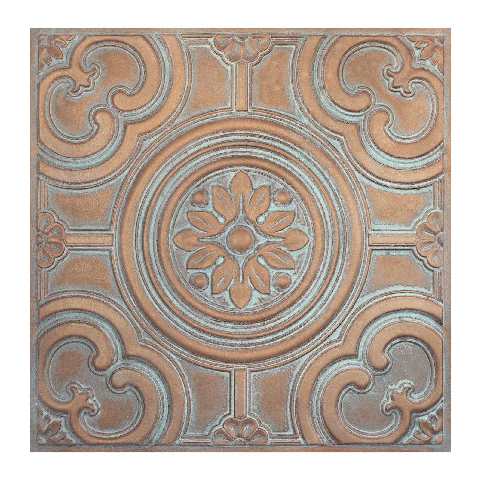 Faux finish Glue up ceiling tiles Aged patina decor wall panels Easy to Install PVC Panels PL50 Weather copper