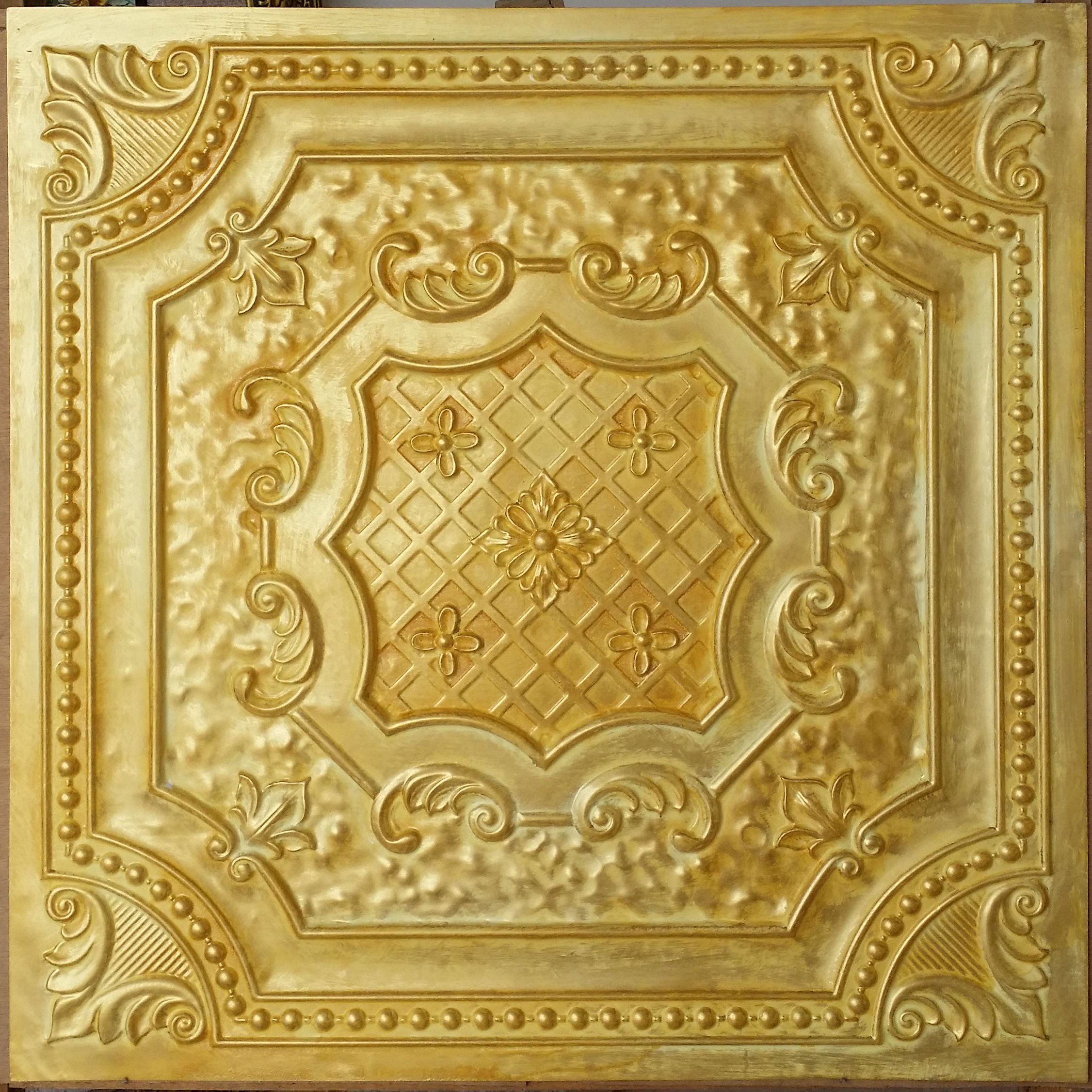 Drop in Ceiling tile 2x2 faux tin painted golden bar wall panels PL04 LASTDECOR