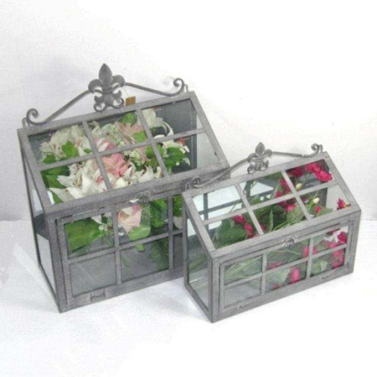 Wholesale Vintage Rustic Indoor Mini Garden Glass Greenhouse