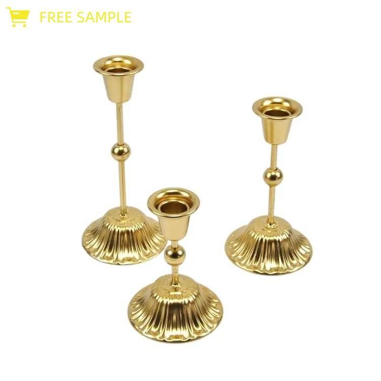 Customized Table Dinner Decorative Metal Candlestick Holder Gold Taper Candle Holder On Sale