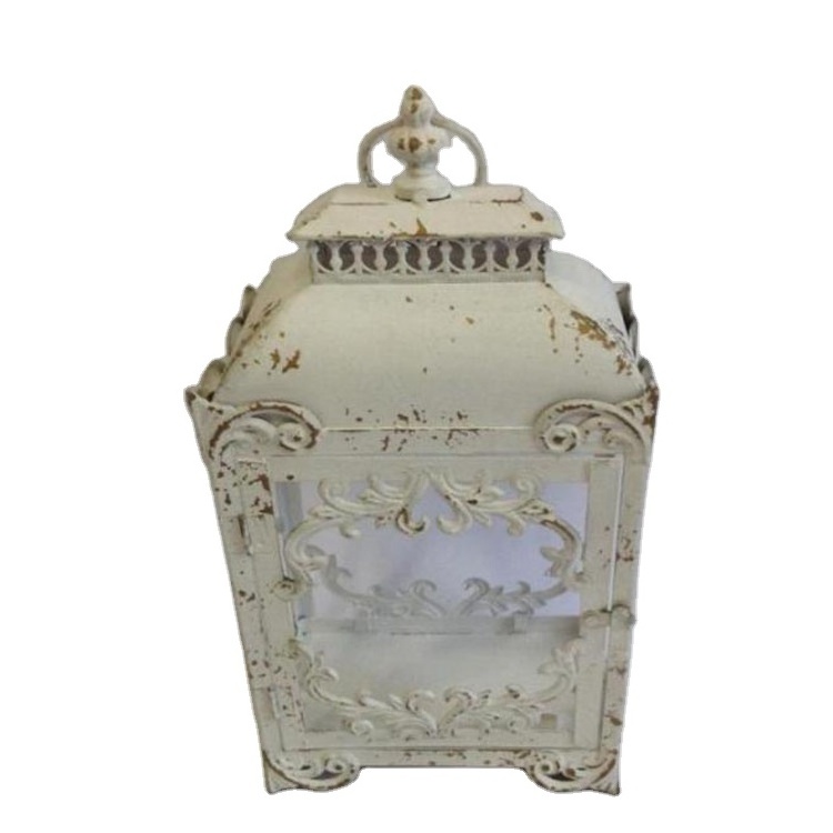 Wedding Mini Antique Candle White Metal Rustic Lantern