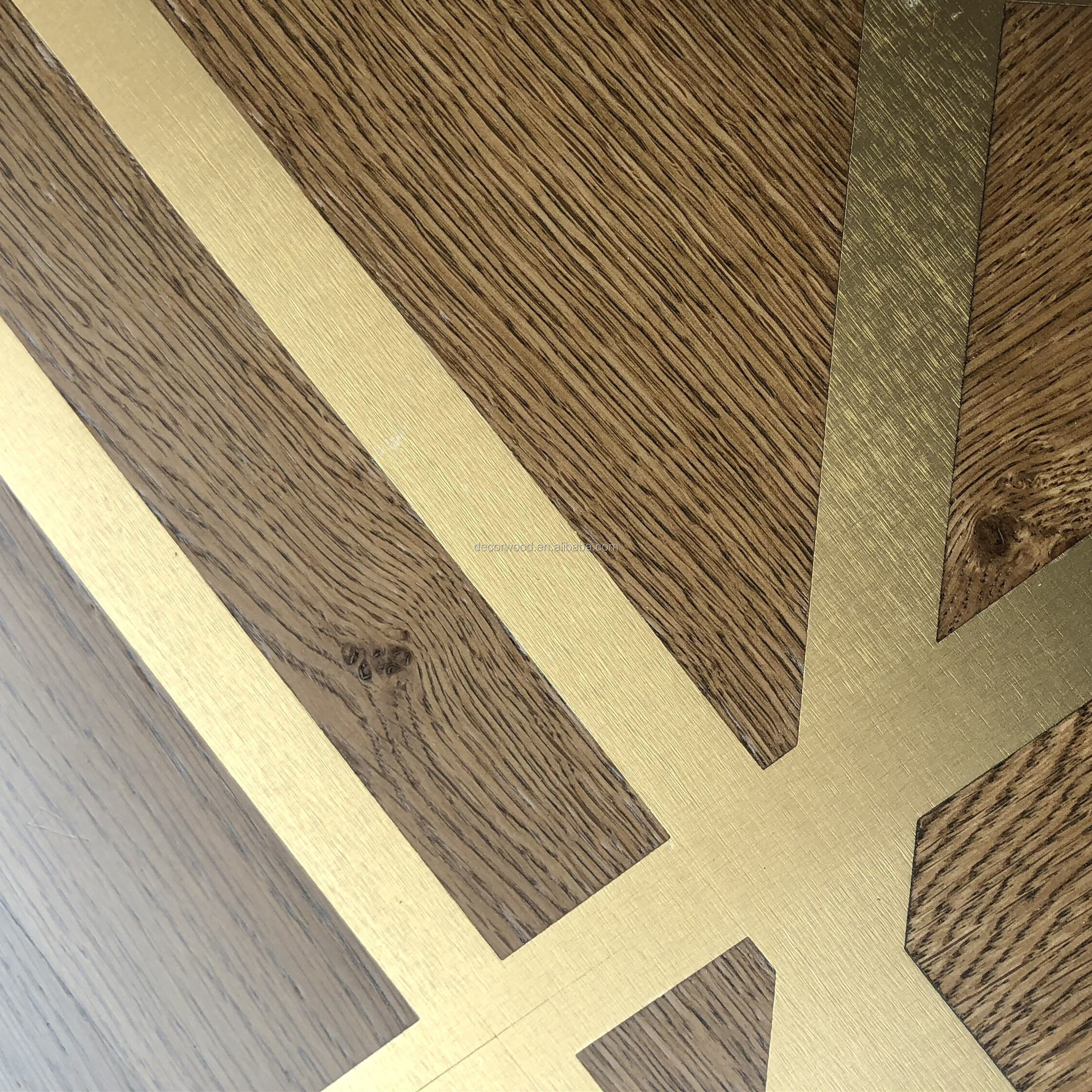 brass inlay custom luxury wood designs parquet wooden flooring factory wholesale