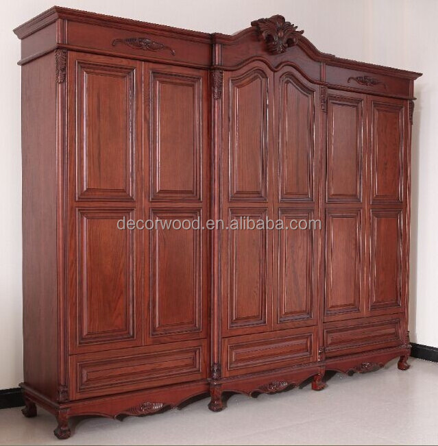 dark brown antique high quality designer solid wooden cabinet wardrobe