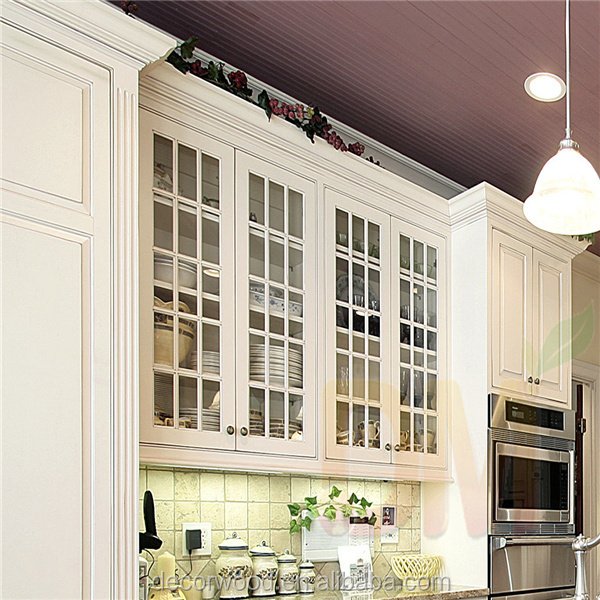 cream white handmade high end kitchen cupboard and  kitchen cabinets pantry with solid wood brown shaker door