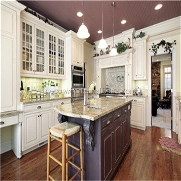 white wooden kitchen cabinets French style luxury solid wood shaker with quartz countertops island