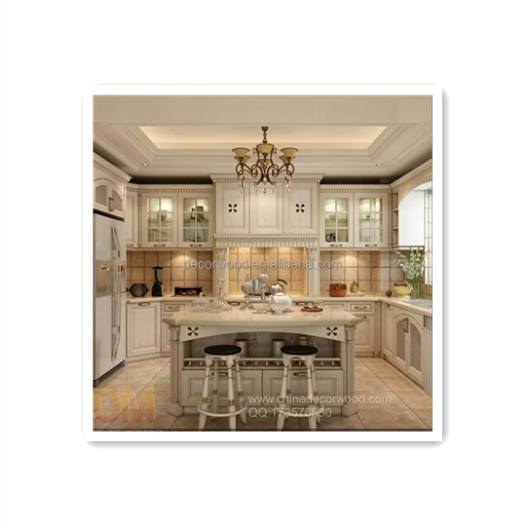 Luxury white contemporary kitchen cabinet with led light