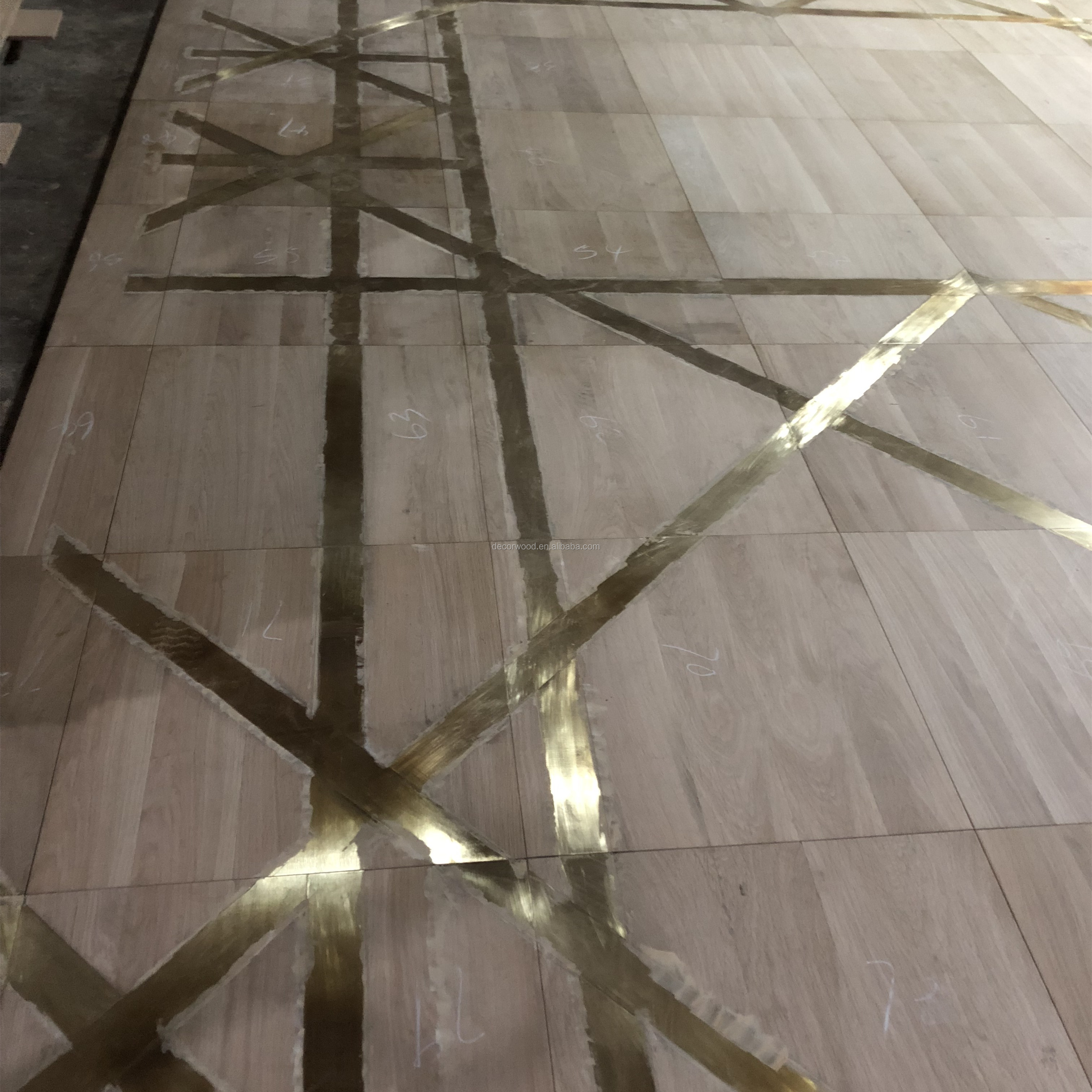 brass inlay custom luxury wood designs parquet wooden flooring factory wholesale