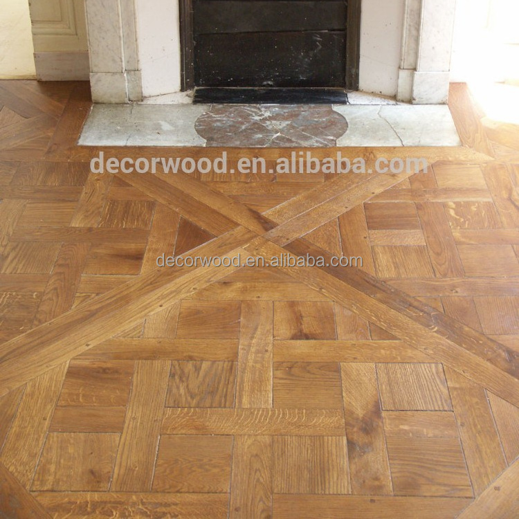 custom made rustic oak wood versailles parquet wood flooring