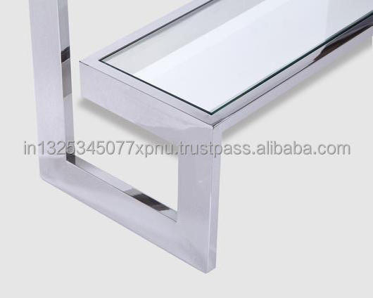 Stainless steel glass console table