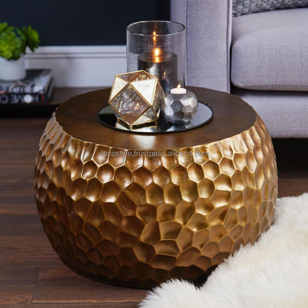 hammered Gold drum side table