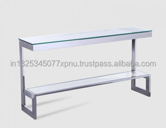 Stainless steel glass console table