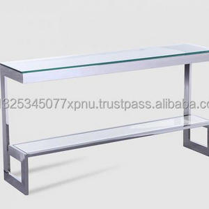 Stainless steel glass console table