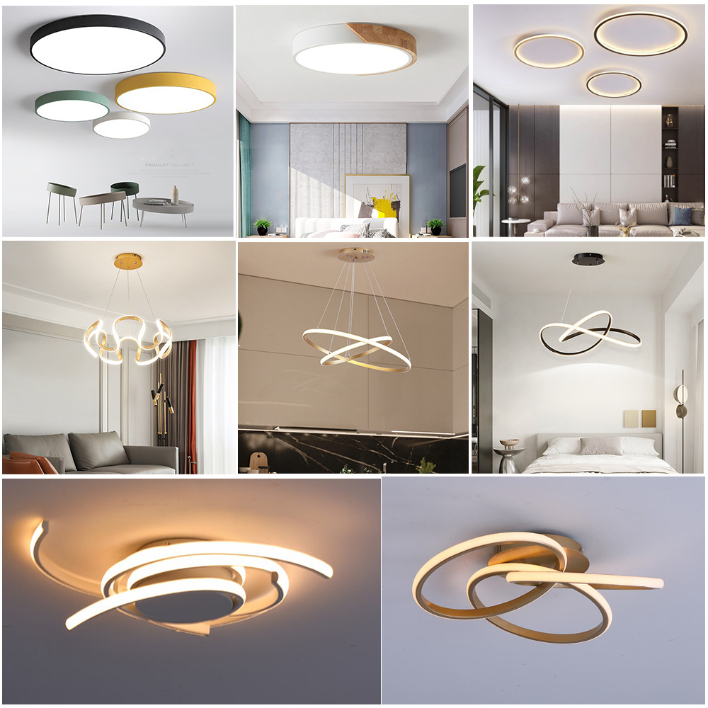 Modern chandelier led ceiling lamp simple modern light White LED Pendant Light Black living room lamps Gold color Ceiling light