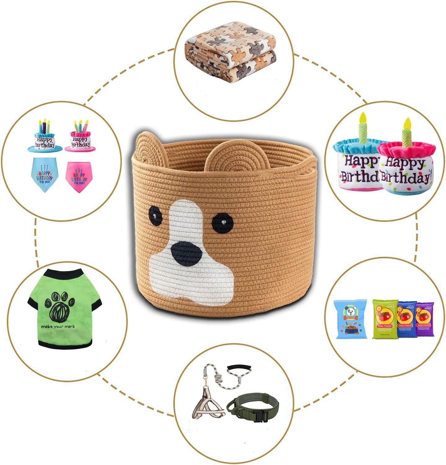 Wholesales Pet Dog Toy Woven Cotton Rope Animal Storage Basket Bin for Kids Baby Toys Basket Gifts for Dog Lovers baskets