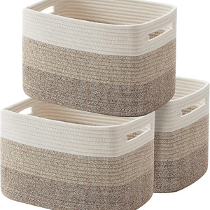 Wholesale hot selling Storage Woven Cotton Rope basket for toys Towel Baskets for Bathroom Pack of 3 storage baskets