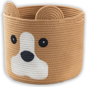 Wholesales Pet Dog Toy Woven Cotton Rope Animal Storage Basket Bin for Kids Baby Toys Basket Gifts for Dog Lovers baskets