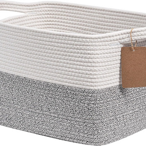 Cloth Towel Woven Basket Shoe Gift Laundry Hamper Cotton Rope Basket Square Laundry Basket with Handles