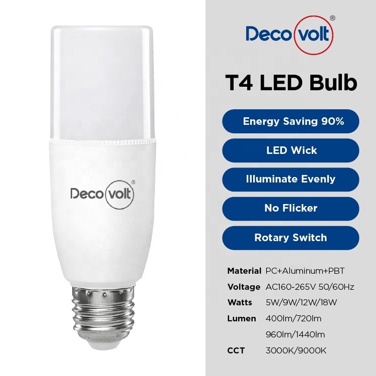 Decovolt High Quality LED T Bulb 9000k LED Bulb Making Machine 5/9/12/18 Watt LED Light Bulbs