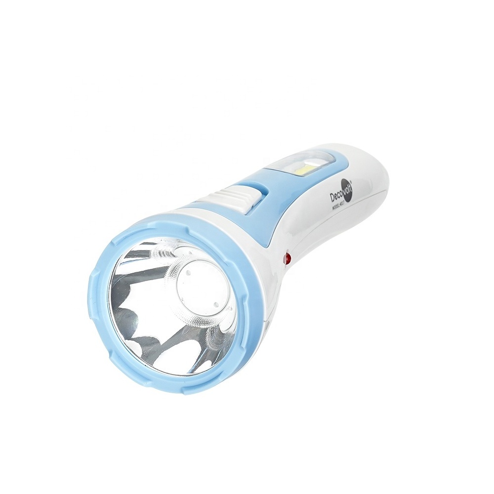 Hot sale new product white blue emergency flashlight led powerful rechargeable flashlight