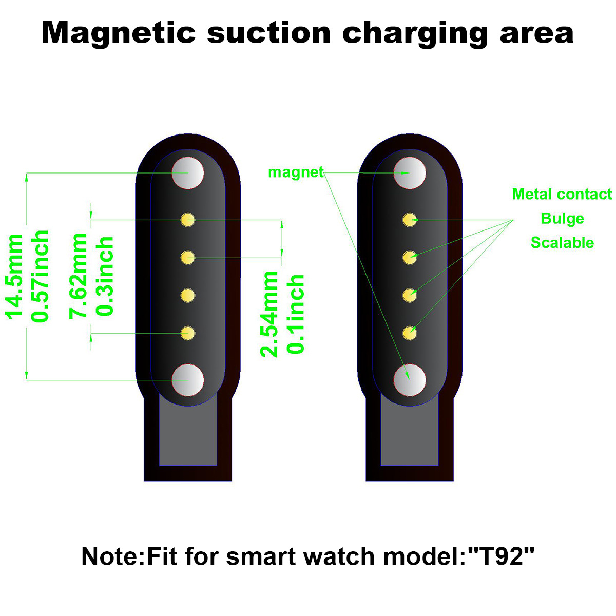 T92 Smart Watch Bracelet Magnetic Attraction Charger Adapter Cable Length 63cm Charging Cable For SmartWatch