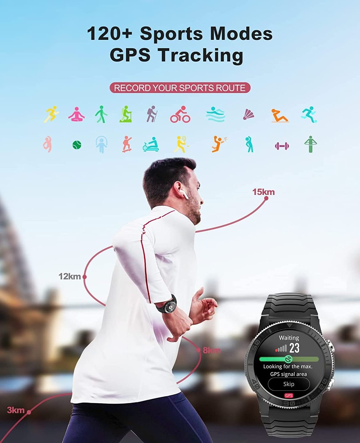 CR130 Smart Watch GPS Positioning Compass Heart Rate Monitoring Outdoor Sport Man Smartwatch Waterproof New