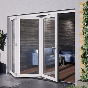 Thermal Insulation accordion aluminum frame folding glass door with Insect Screen