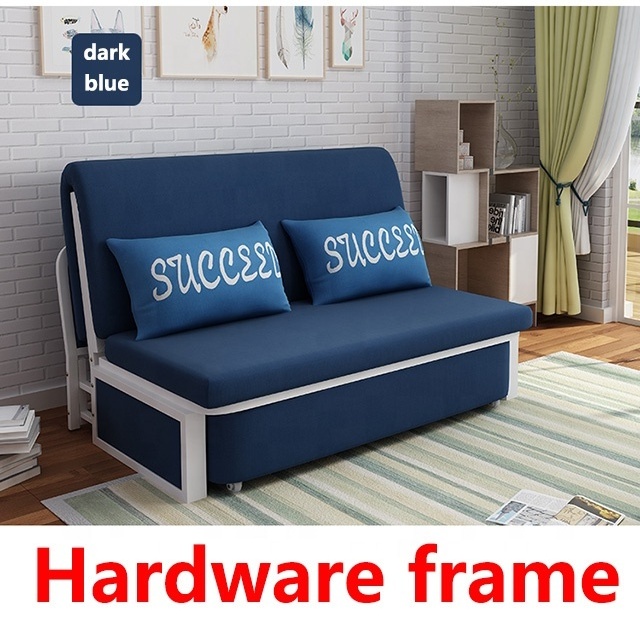 Modern style fabric Adjustable folding storage sofa bed with detachable armrest Metal frame transformable bedroom furniture