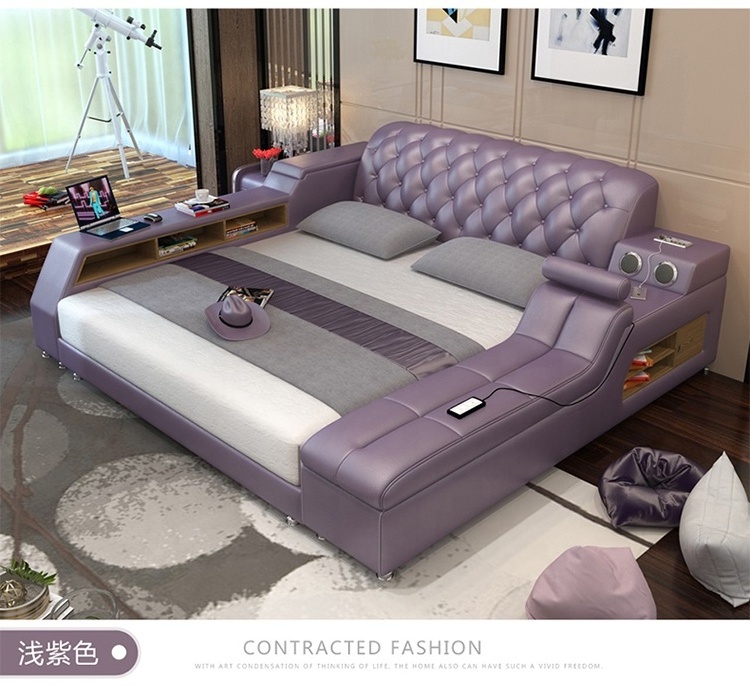 Foshan Factory Supply Super Big Tatami Smart Bed on Sale multifunction storage bed with massage music design of leather bed