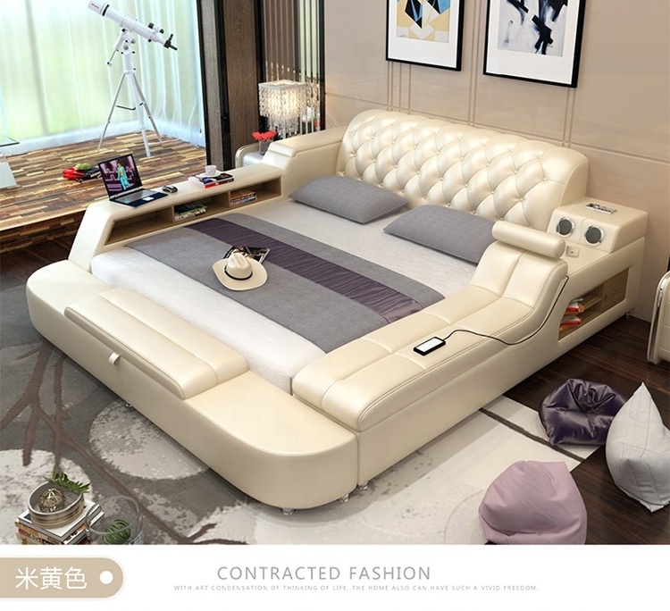 Foshan Factory Supply Super Big Tatami Smart Bed on Sale multifunction storage bed with massage music design of leather bed