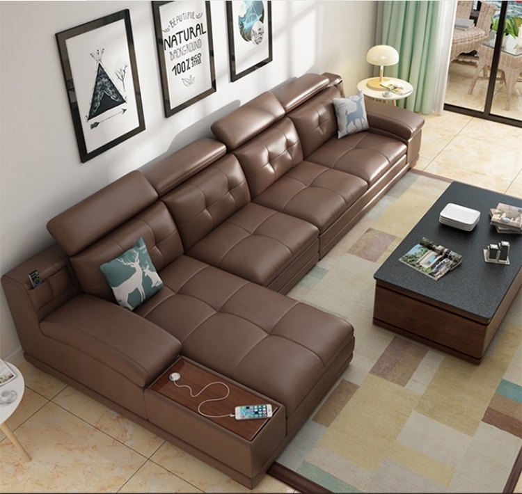 Modern Customizable corner combination customized Genuine leather sectional sofa L Shaped Living Room Set 7 Seater Couch