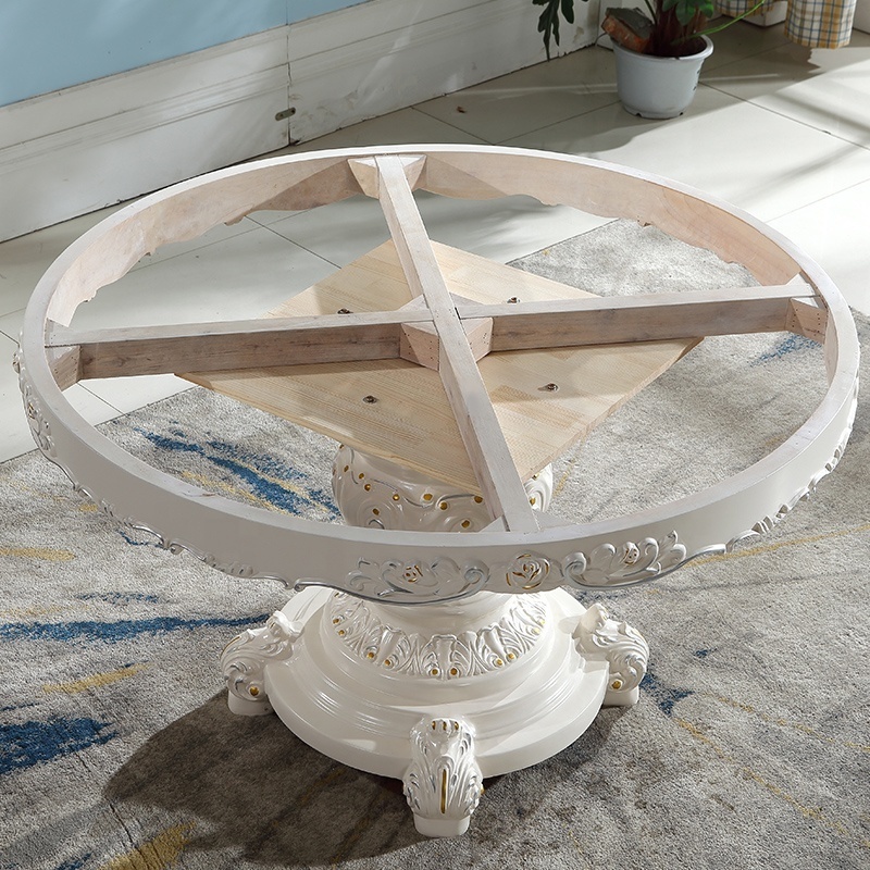 French romantic style marble top round dining table royal french provincial dining room furniture table chair sets good quality