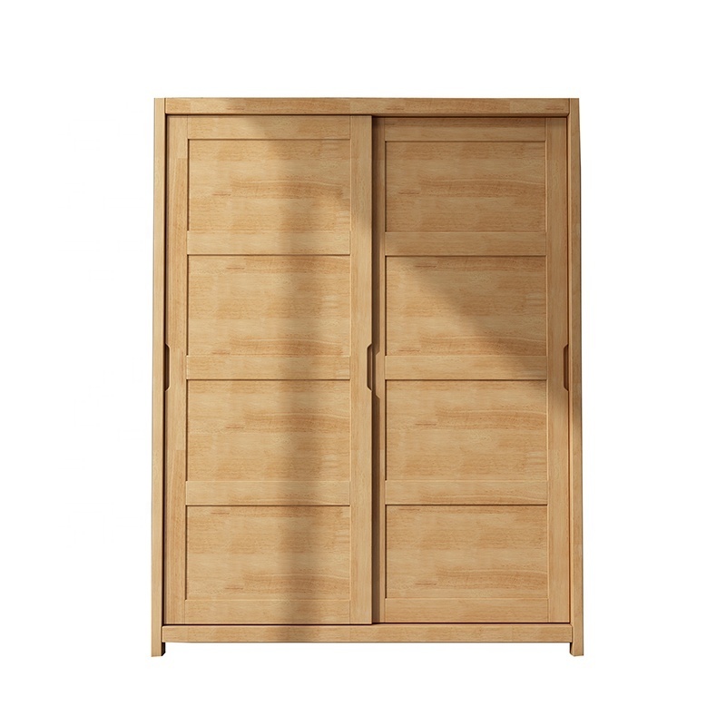 Sliding Door Wardrobe Closet With Drawers 100% Solid Wood Bedroom Furniture Nordic Modern Design Clothes Cabinet