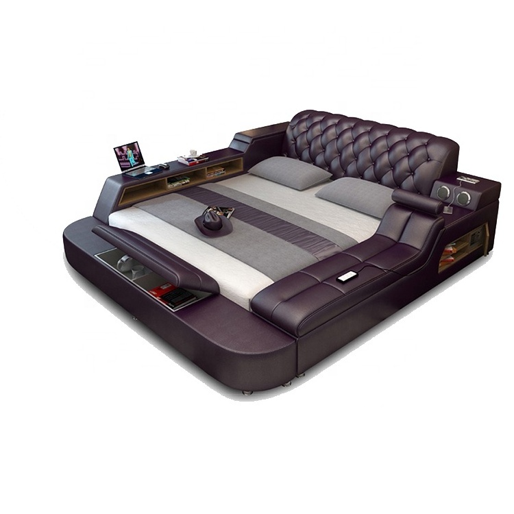 Foshan Factory Supply Super Big Tatami Smart Bed on Sale multifunction storage bed with massage music design of leather bed