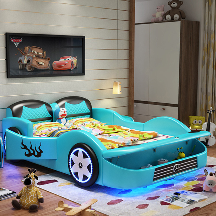 Comfortable and safe High Quality kids' beds solid wood frame children dream car for Boys & Girls as gifts bedroom furniture