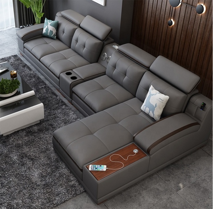 Modern Customizable corner combination customized Genuine leather sectional sofa L Shaped Living Room Set 7 Seater Couch