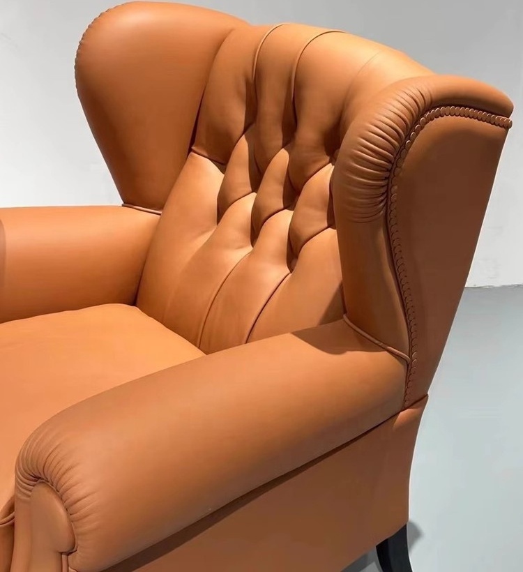 Antique style 1919 cigar chair for Meeting Room Italian leather Retro vintage single sofa chair Hotel Lounge furniture hot sale