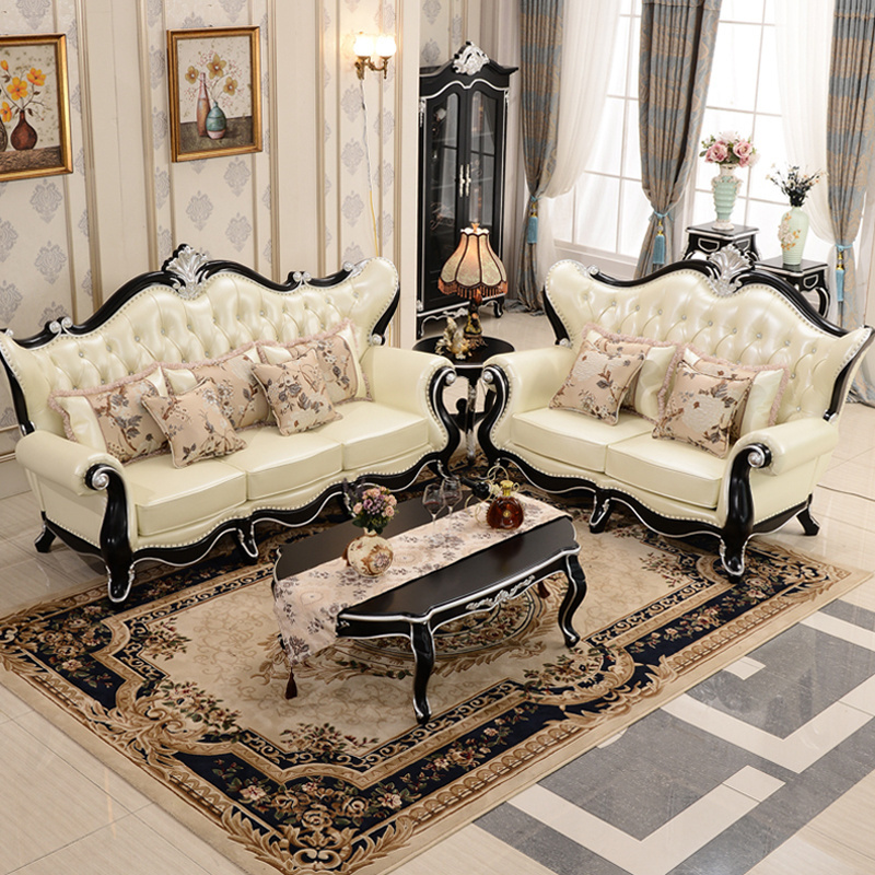 American style luxury furniture classic home 1 2 3 seat sofa with armrest european design antique soft leather single sofa