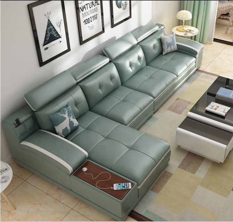 Modern Customizable corner combination customized Genuine leather sectional sofa L Shaped Living Room Set 7 Seater Couch