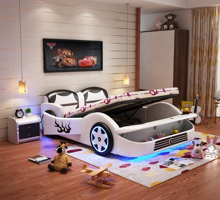 Comfortable and safe High Quality kids' beds solid wood frame children dream car for Boys & Girls as gifts bedroom furniture