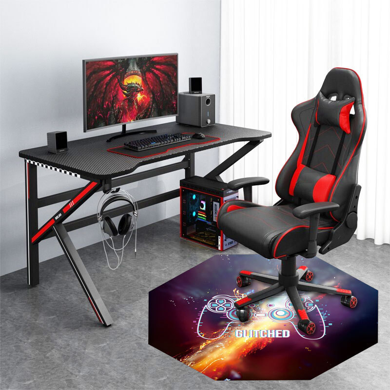 E-sport Gaming Chair Floor Mat, Custom Design Pattern, RGB Gaming Chair Mat with LED Light