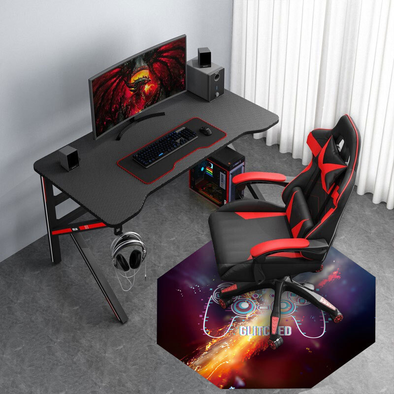 E-sport Gaming Chair Floor Mat, Custom Design Pattern, RGB Gaming Chair Mat with LED Light