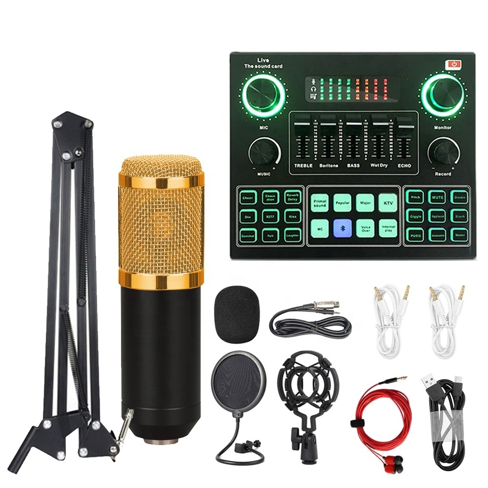 XY New BM800 Studio Recording Musical Full Set Condenser Mic Live Sound Card Kit Podcast Equipment