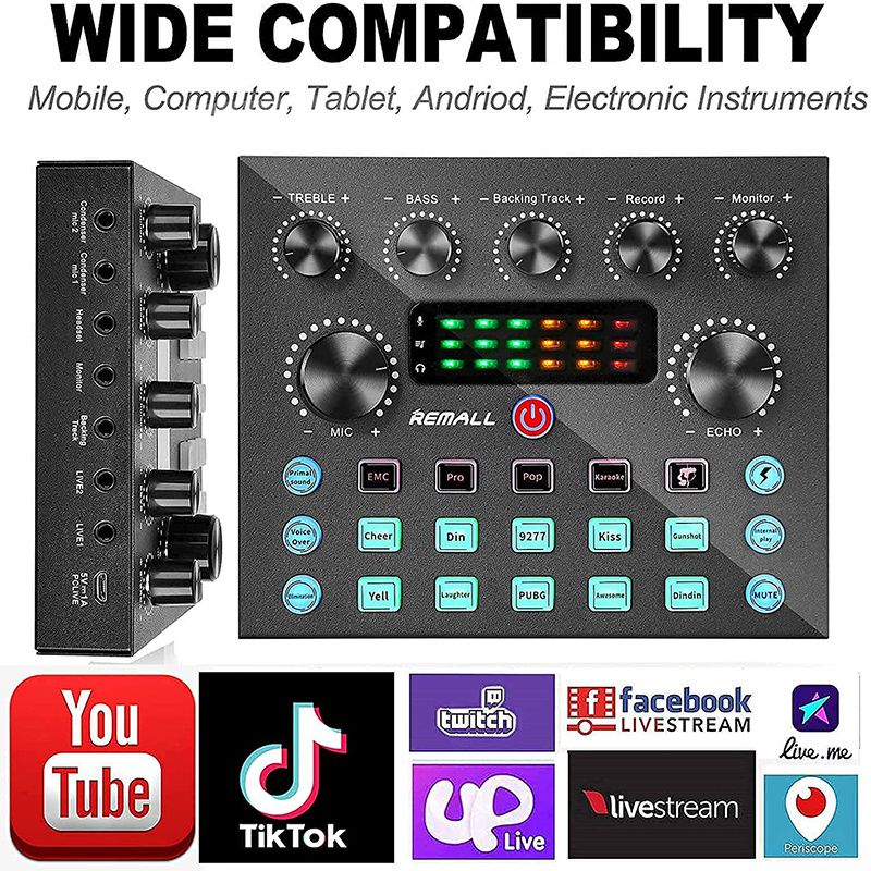 Professional V8S Live Sound Cardmixer Accessories Set Audio Usb Sound Cards BM800 Condenser Studio Microphone Streaming Podcast