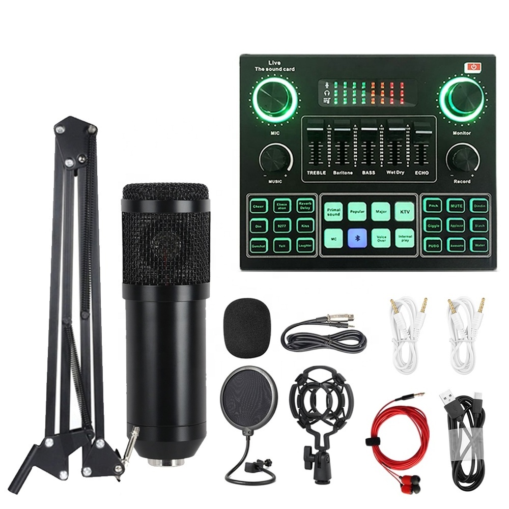 XY New BM800 Studio Recording Musical Full Set Condenser Mic Live Sound Card Kit Podcast Equipment