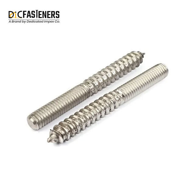 Double-Sided Wood Threaded Dowel Screw Hanger Stainless Steel ISO ASME BS Certified Bolts with M12 M2 Thread Size