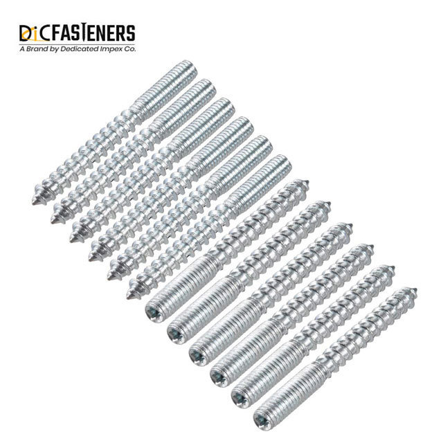 Double-Sided Wood Threaded Dowel Screw Hanger Stainless Steel ISO ASME BS Certified Bolts with M12 M2 Thread Size